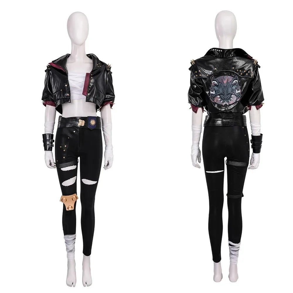 Costume Cosplay Vi Arcane 2 Femme - Veste en Cuir, Pantalon et Accessoires Complet