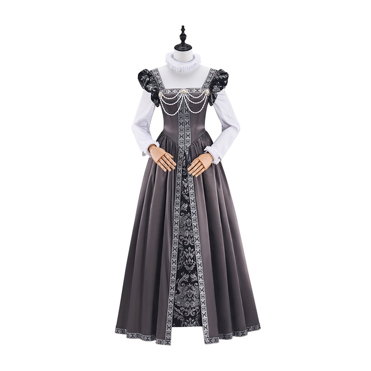 Robe Grise Tudor Costume Cosplay – Tenue Élégante d'Anime pour Jeu de Rôle