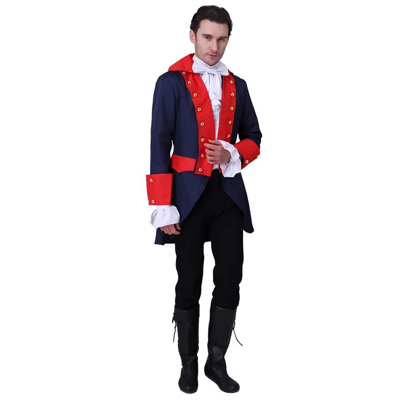Costume Homme Prince Roi 18ème Siècle Bleu Rouge Uniforme Vintage pour Cosplay et Scène