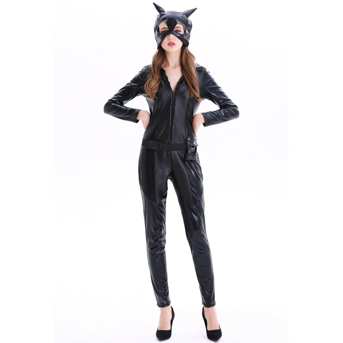 Costume Cosplay Catwoman en Cuir PU pour Femmes | Tenue de Spectacle Batman pour Halloween