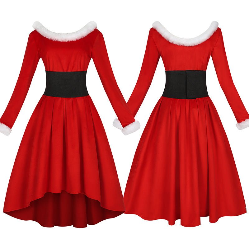 Costume de Noël cosplay robe rouge thème festif pour fêtes et événements