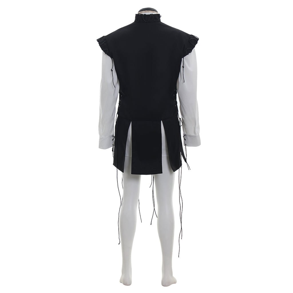 Costume Pirate Médiéval pour Hommes - Chemise Blanche & Gilet Noir avec Frange pour Halloween | L'AniMirage