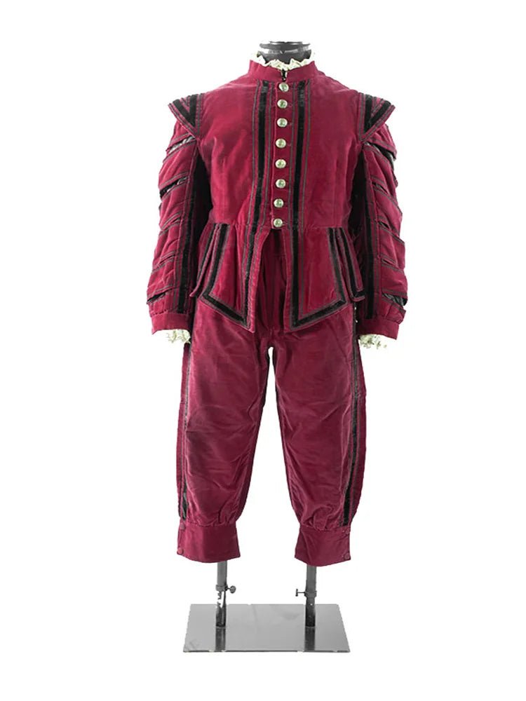 Costume Renaissance Roi Henri VIII - Tenue Tudor Elizabethan Rouge pour Hommes | L'AniMirage Série Médiévale