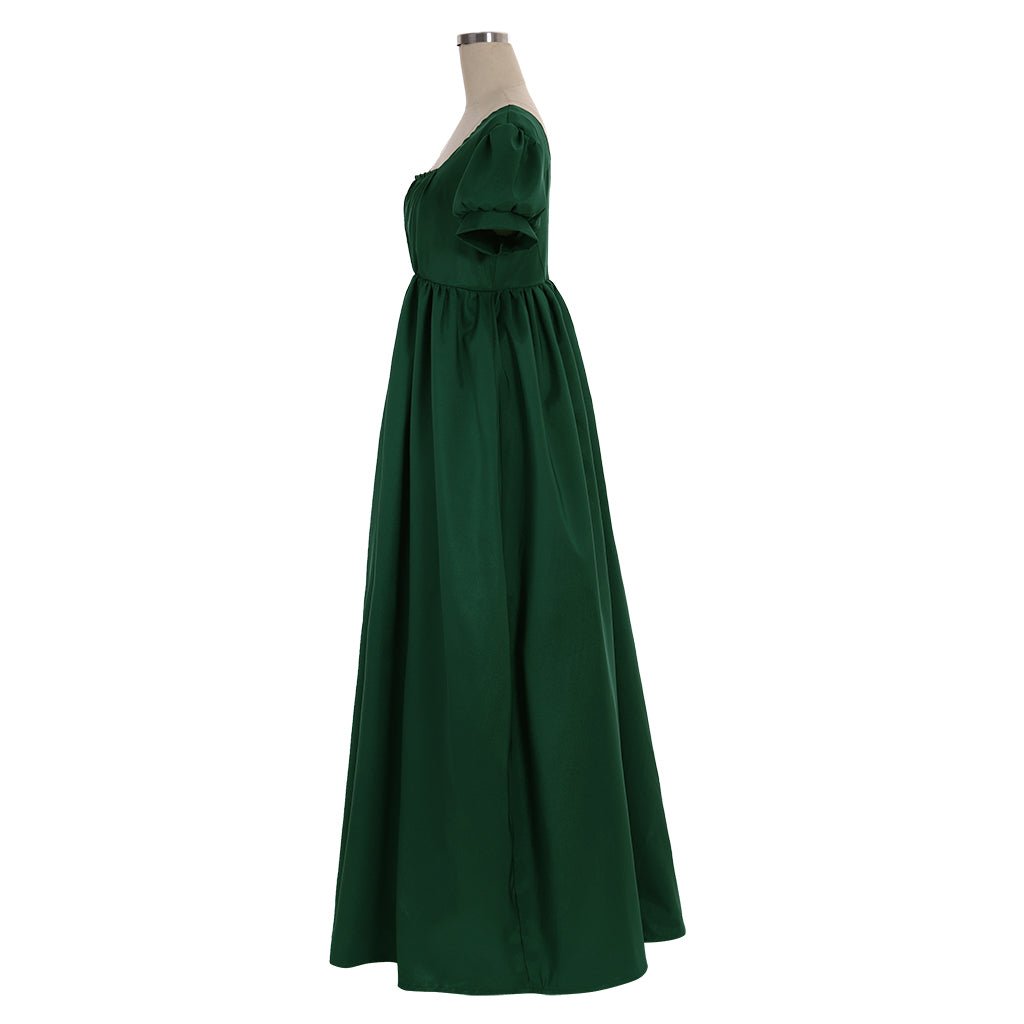 Robe Regency Verte Simple - Robe de Bal Regency à Ligne Haute - Robe de Thé sur Mesure