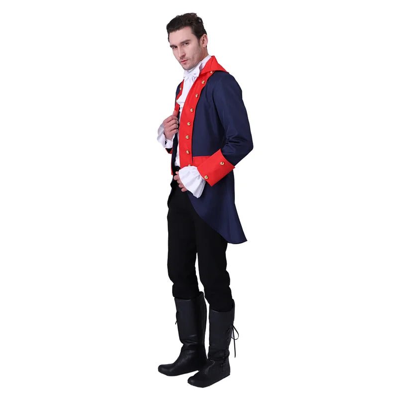 Costume Homme Prince Roi 18ème Siècle Bleu Rouge Uniforme Vintage pour Cosplay et Scène