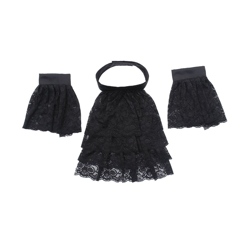 Col détachable et manchettes en dentelle noire victorienne | Accessoires gothiques cosplay pour anime et mode historique