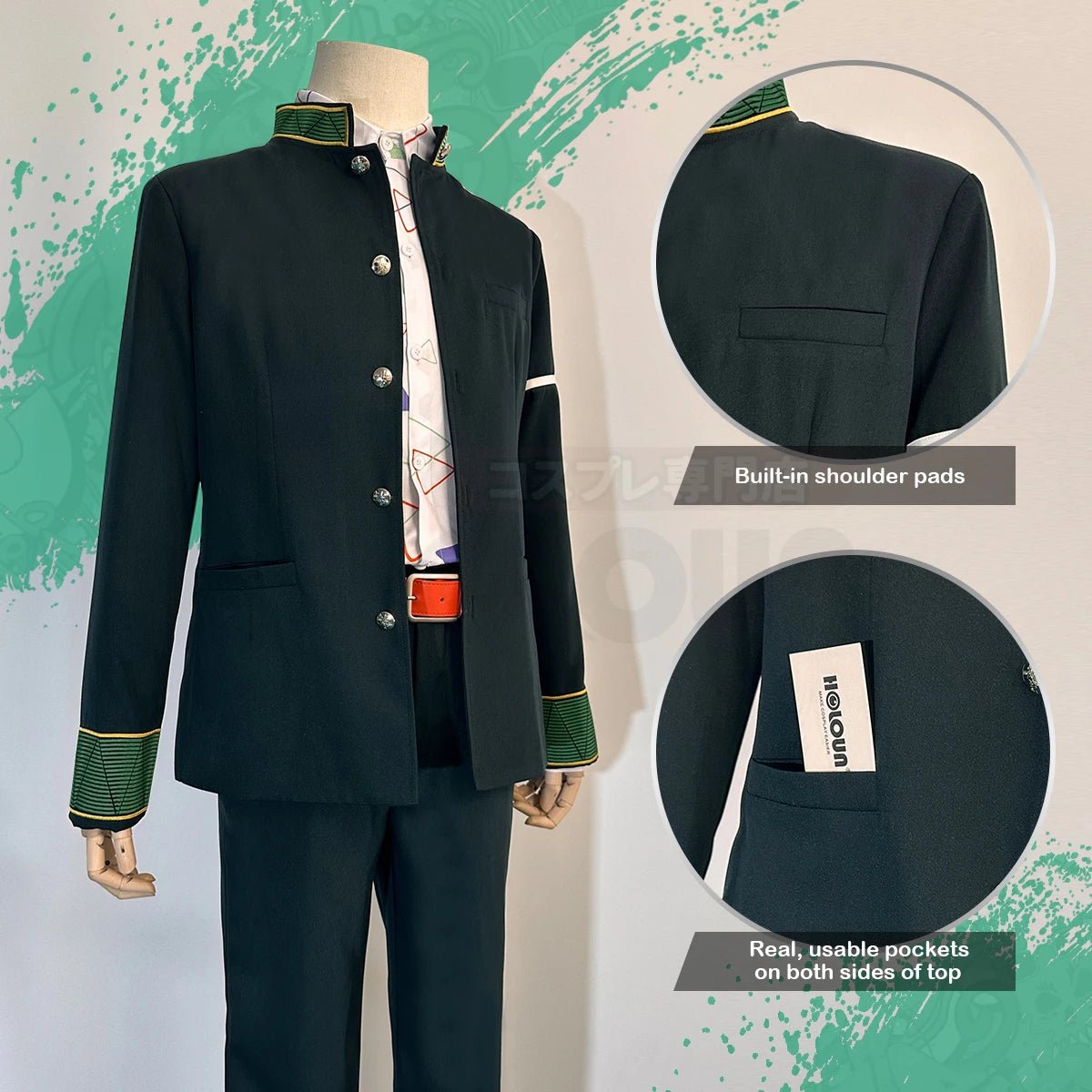 Costume Cosplay Kiryu Mitsuki Wind Breaker Uniforme Scolaire Anime Veste Verte Pantalon Chemise Ceinture Perruque Convention