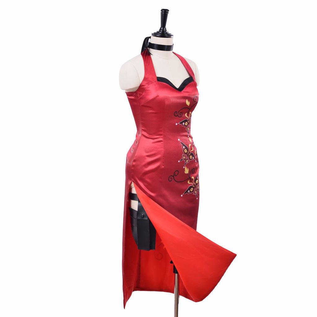Costume Cosplay Ada Wong Robe Cheongsam Rouge Imprimée | Resident Evil Film