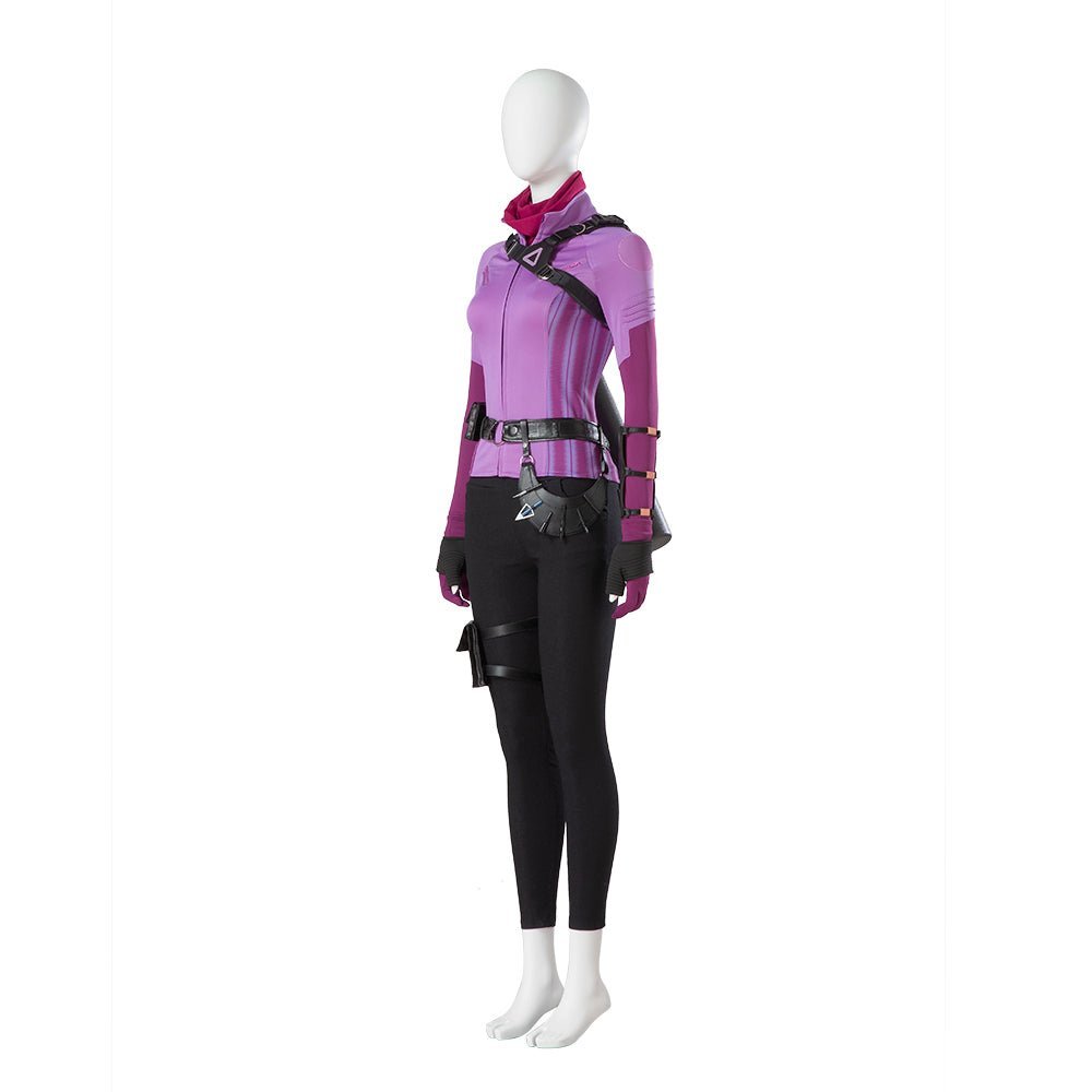 Costume Cosplay Hawkeye Kate Bishop pour Femmes, Ensemble Complet Héros, Manteau de Combat & Accessoires pour Halloween, Carnaval
