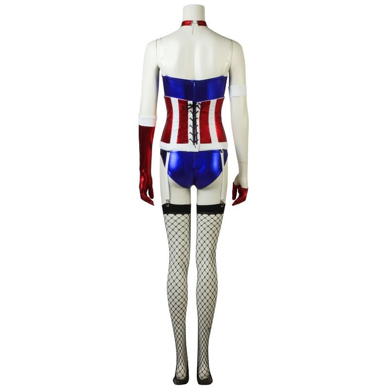Costume Cosplay Capitaine Amérique Épaules Nues pour Filles pour Halloween et Fêtes