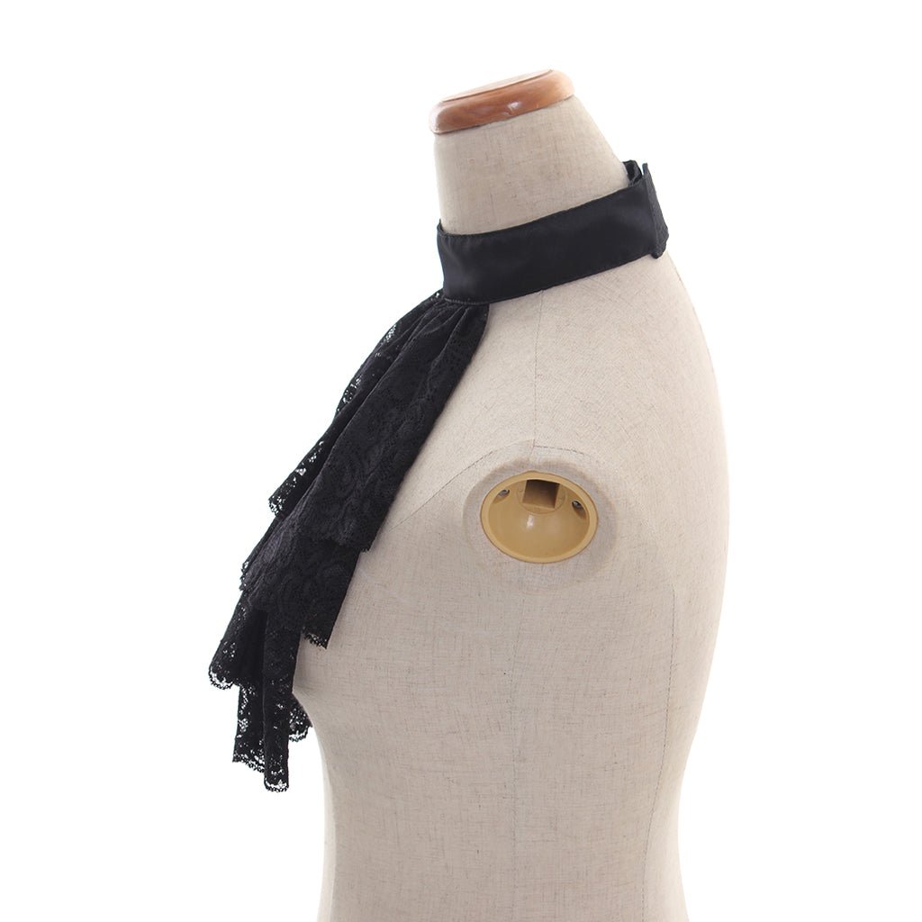 Col détachable et manchettes en dentelle noire victorienne | Accessoires gothiques cosplay pour anime et mode historique