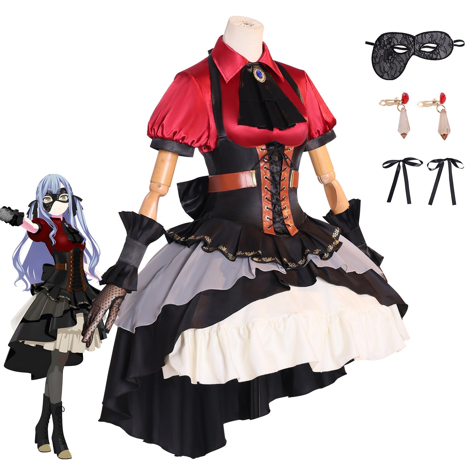 Costume Cosplay BanG Dream! Ave Mujica Sakiko Toyokawa - Style Gothique Anime Officiel