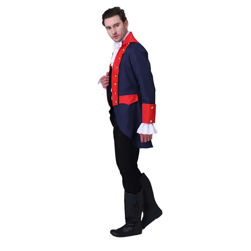 Costume Homme Prince Roi 18ème Siècle Bleu Rouge Uniforme Vintage pour Cosplay et Scène