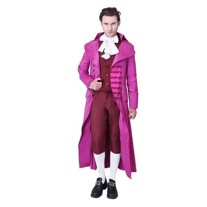 Costume Cosplay Homme Médiéval Rose Rouge - Veste et Pantalon de Cour Européenne | Uniforme Royal