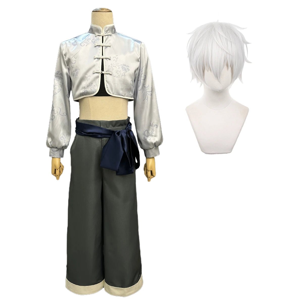 Costume Cosplay Nagi de Blue Lock - Costume Chinois Kung Fu Tang avec Perruque en Fibres Synthétiques