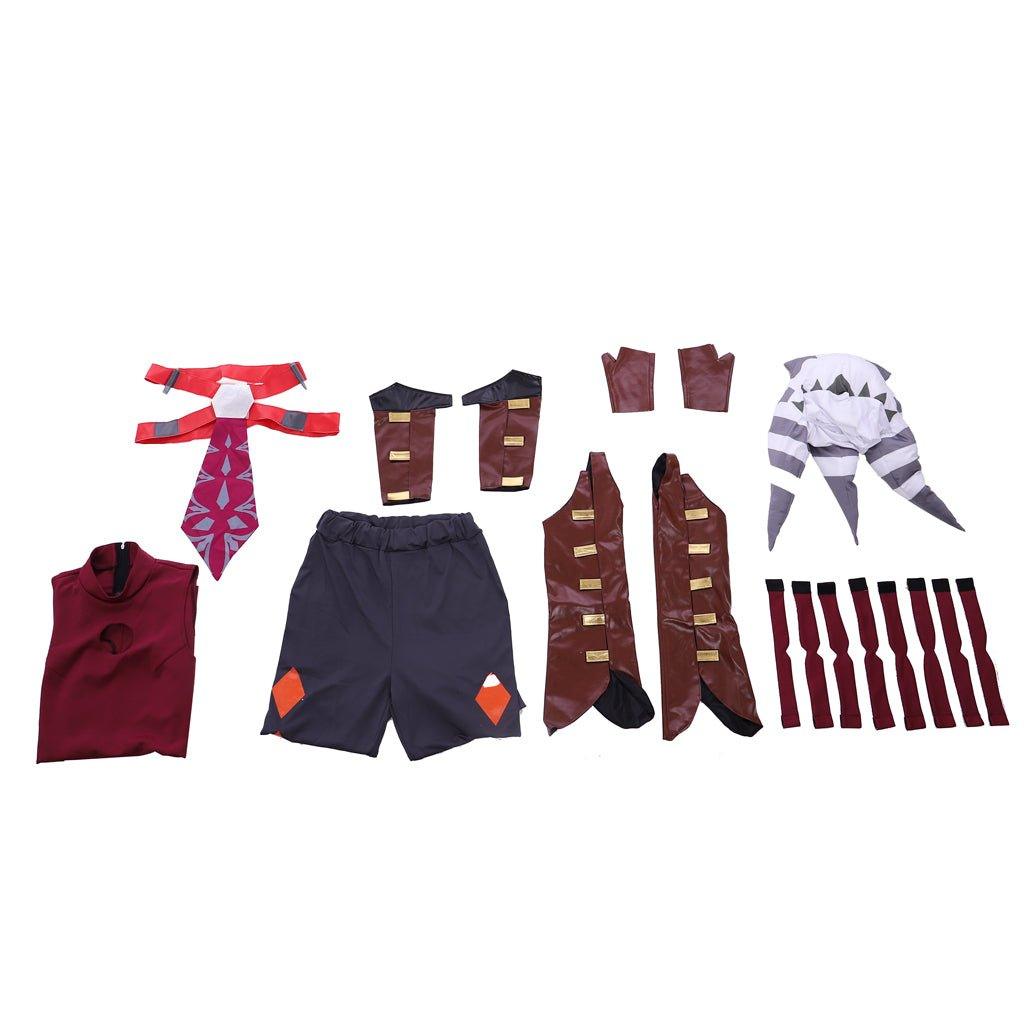 Costume Cosplay Rouge Ahsoka Tano | Combinaison de Combat & Chapeau pour Femme Adulte | Déguisement Star Wars Halloween