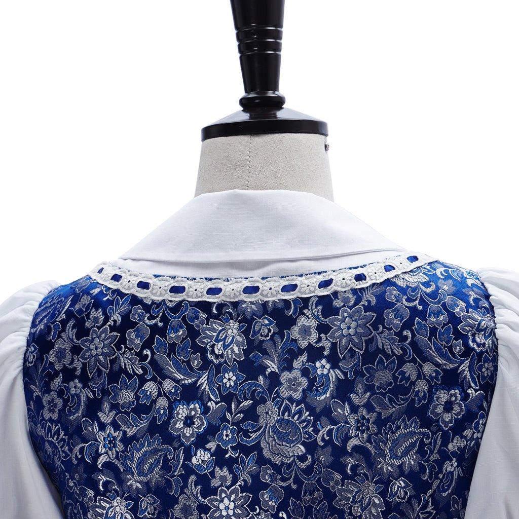 Costume Cosplay Princesse Belle - Robe Villageoise pour Femmes Robe de Servante Bleue