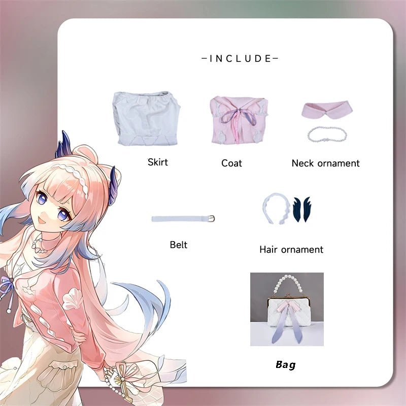 Costume Cosplay Genshin Impact Sangonomiya Kokomi Nouveau Style - Robe Manteau Rose pour Femmes