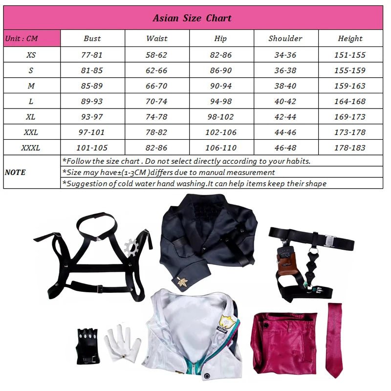 Costume Cosplay Honkai Star Rail Gallagher Officier de Sécurité Homme Tenue Fête Halloween avec Bouteille de Vin