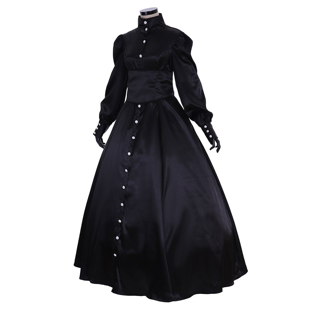 Robe Renaissance Médiévale Noire pour Femme - Costume Belle Victorienne sur Mesure