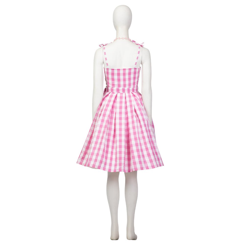 Robe de costume Barbie rose à carreaux pour femmes - Incarnez le style iconique