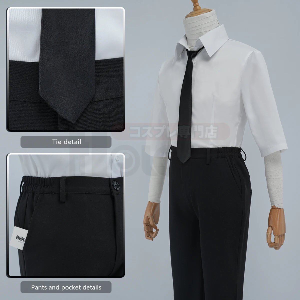 Costume Cosplay Dazai Osamu Bungo Anime - Manteau à Doublure Noire, Pantalon Élastique, Chemise, Cravate
