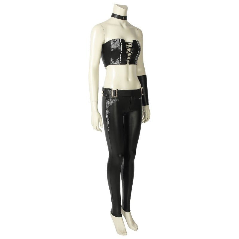 Costume Cosplay Trish DMC 5 - Haut Tube et Pantalon en Cuir PU Noir Ensemble Complet pour Halloween