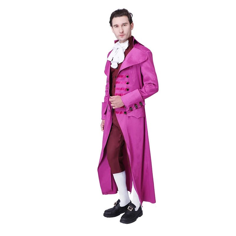 Costume Cosplay Homme Médiéval Rose Rouge - Veste et Pantalon de Cour Européenne | Uniforme Royal