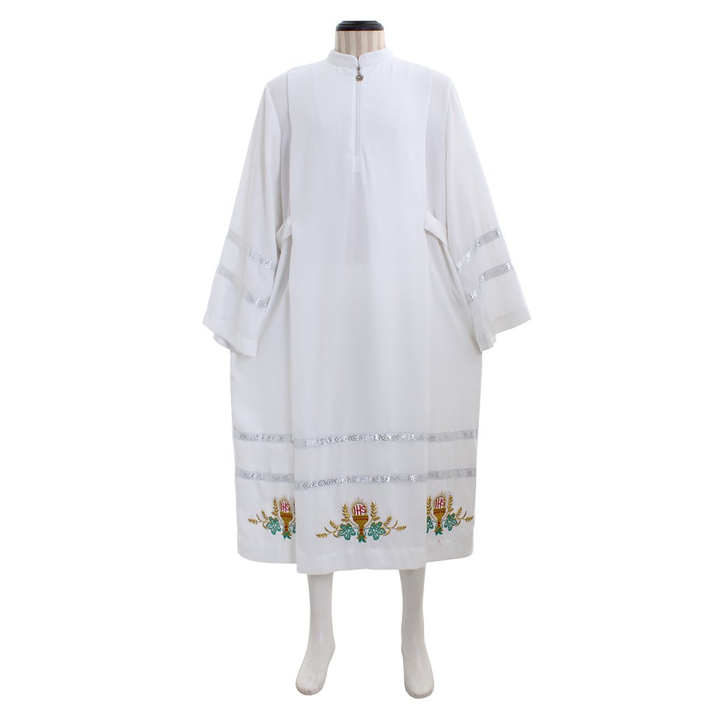 Costume de Cosplay de Chasuble Traditionnelle de Prêtre Catholique - Vestements de Clergé ALB Brodés