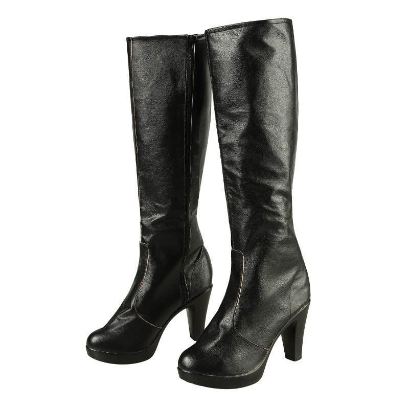 Costume Cosplay Trish DMC 5 - Haut Tube et Pantalon en Cuir PU Noir Ensemble Complet pour Halloween