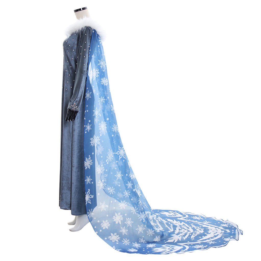 Robe en Velours Elsa Reine des Neiges | Costume Cosplay Femme pour Halloween