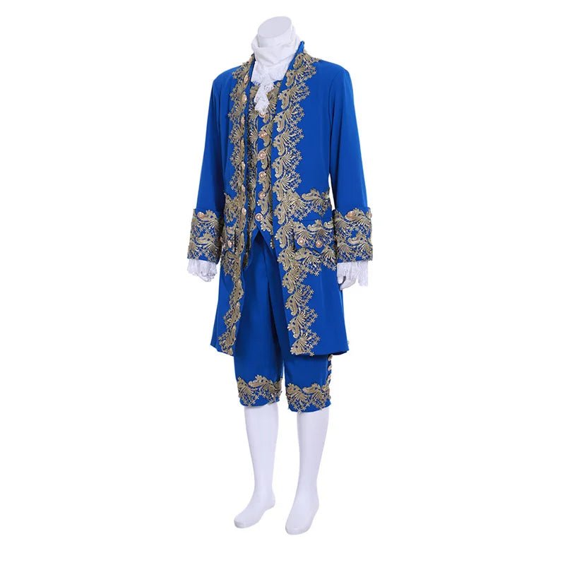 Costume Homme Rococo Bleu du 18ème Siècle - Costume Britannique Colonial pour Reconstitutions et Cosplay