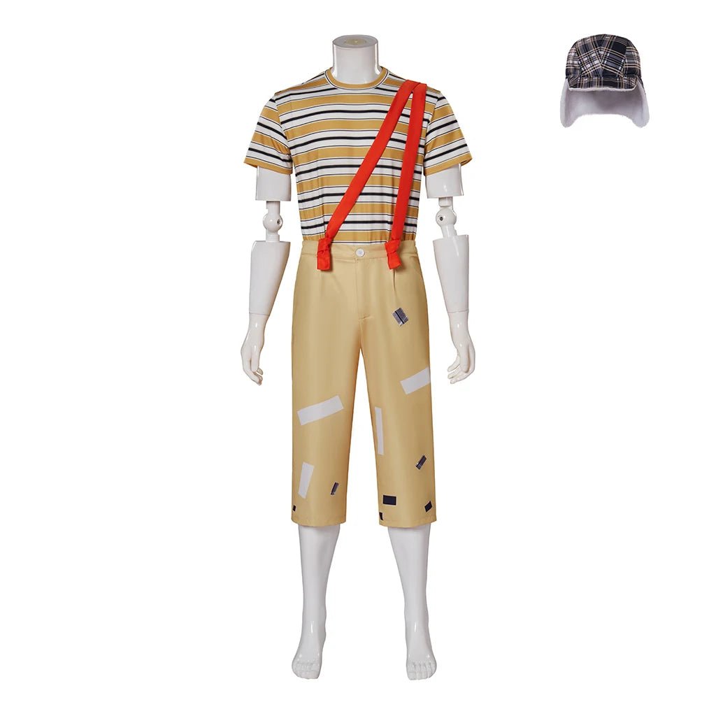 Costume El Chavo Del Ocho pour Hommes - Ensemble Officiel Chemise Rayée, Pantalon et Chapeau