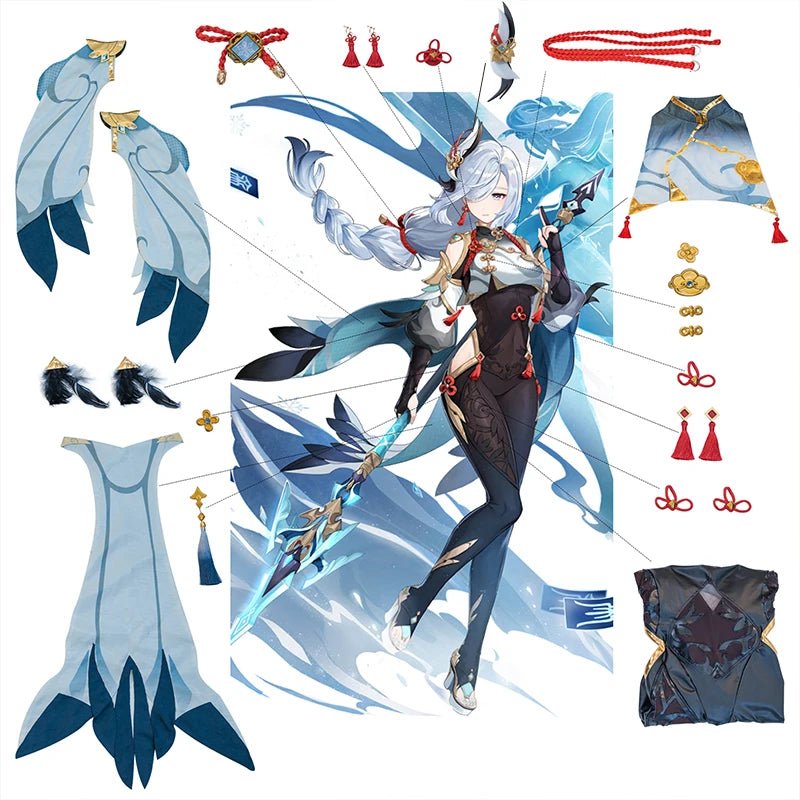 Costume Cosplay Shenhe Genshin Impact pour Femme - Ensemble Complet