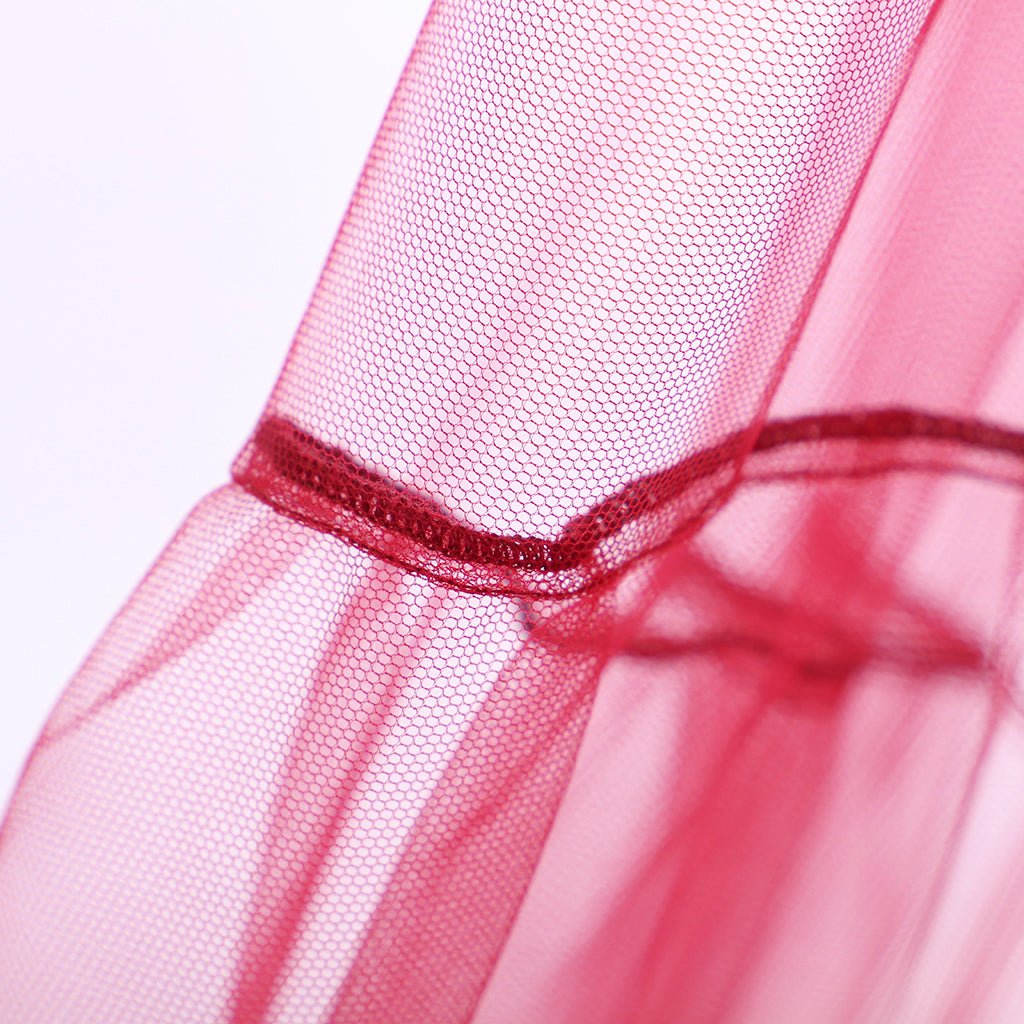 Robe de Mariée Boudoir Médiévale 18ème Siècle Rouge en Tulle Transparent Costume pour Femme