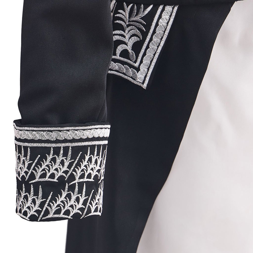 Costume de Prince Médiéval pour Homme - Veste et Pantalon Noir avec Garniture Argentée