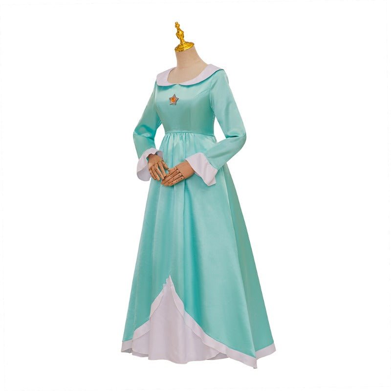 Costume Cosplay Princesse Rosalina - Robe Longue Bleue avec Couronne pour Femmes et Ados
