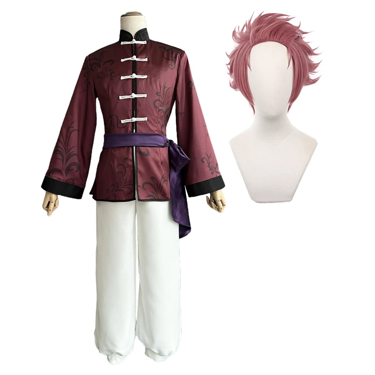 Costume Cosplay Sae Itoshi Blue Lock Chine Kung Fu Tang avec Perruque et Filet Rose Taille Adjustable