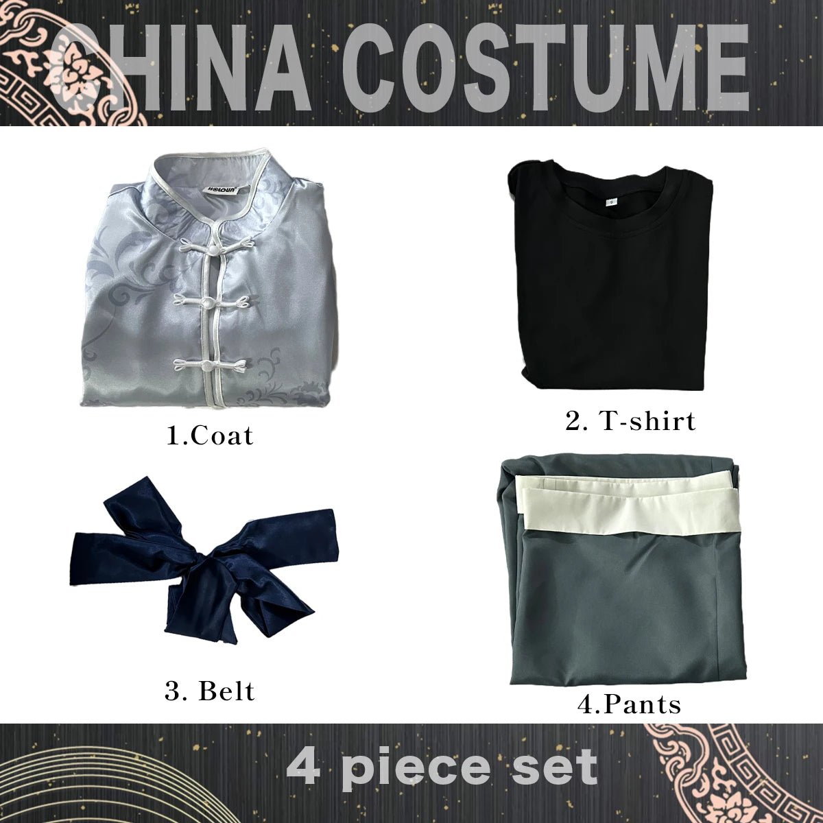 Costume Cosplay Nagi de Blue Lock - Costume Chinois Kung Fu Tang avec Perruque en Fibres Synthétiques