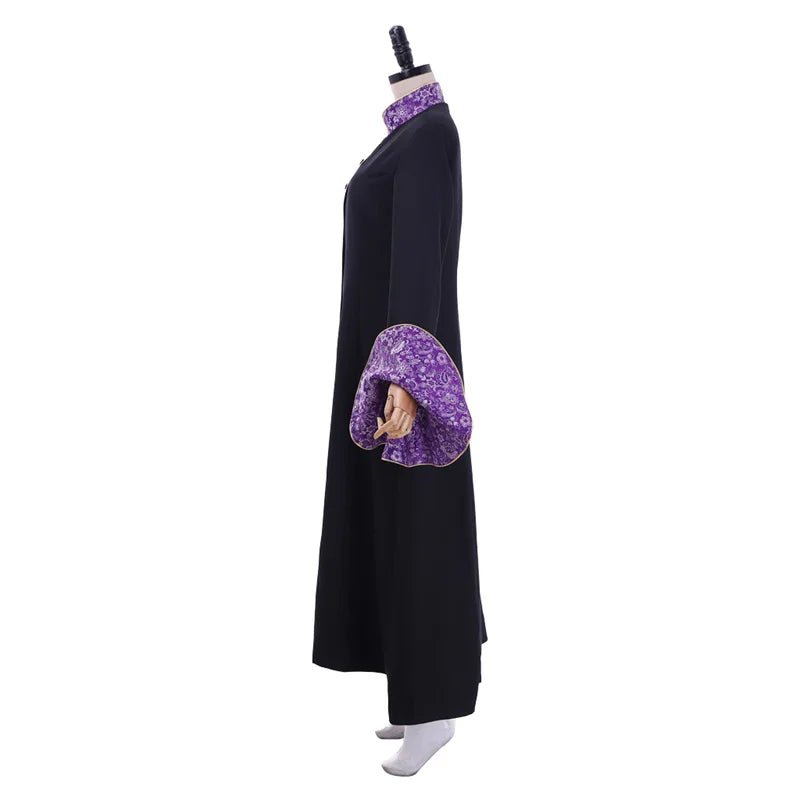 Robe de Prêtresse Médiévale Costume Femme - Manches Trompette Noire Cassock Clergé avec Cape | Série Cosplay L'AniMirage