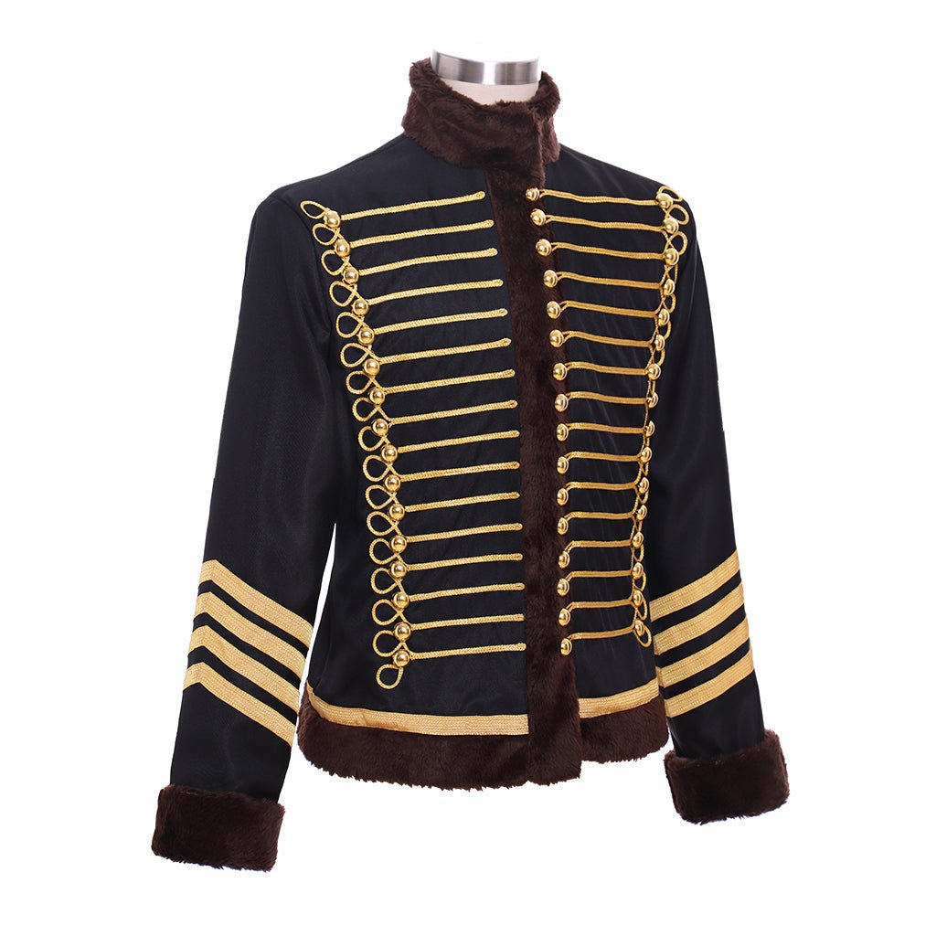 Veste Tudor Homme du 18e Siècle - Noir et Or à Double Boutonnage pour Cosplay Médiéval