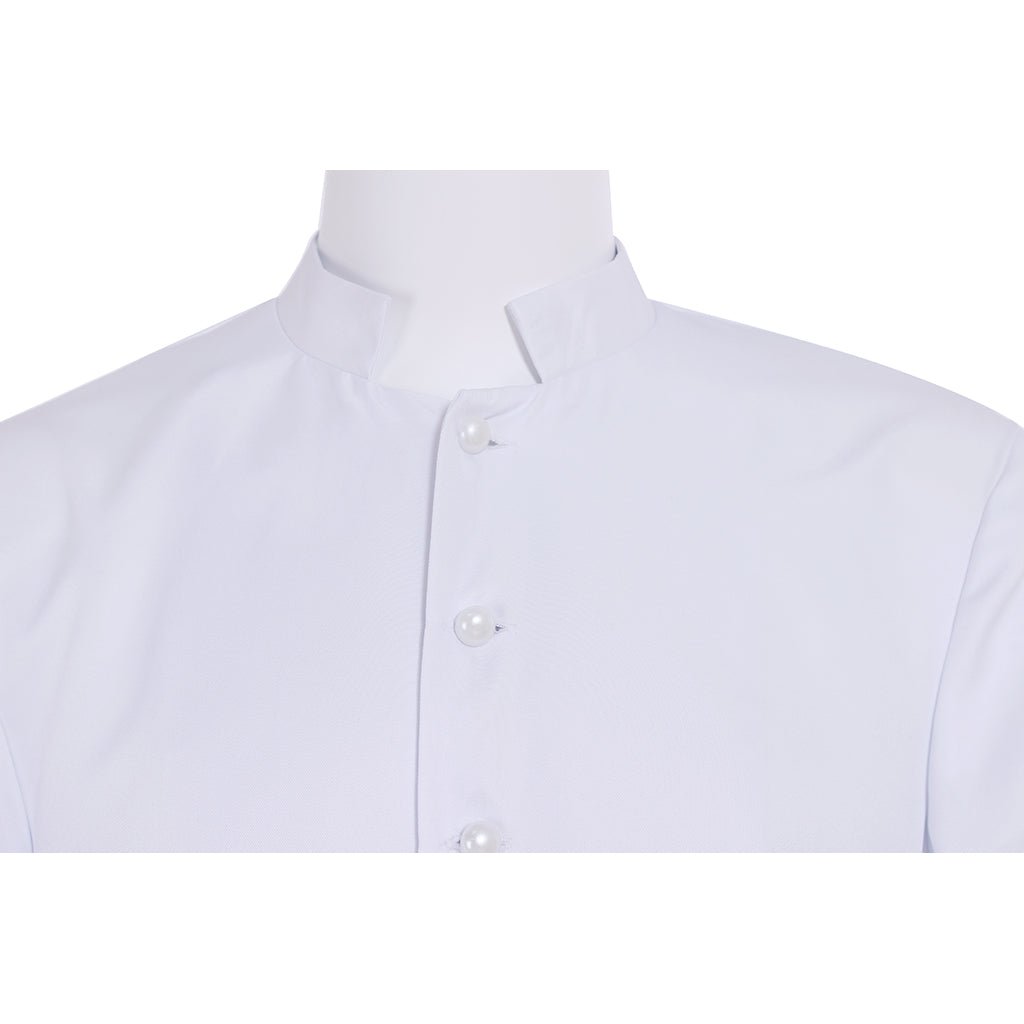 Robe de Clergé Homme Cassock Blanc Costume Prêtre avec Col Montant Vêtements Liturgiques
