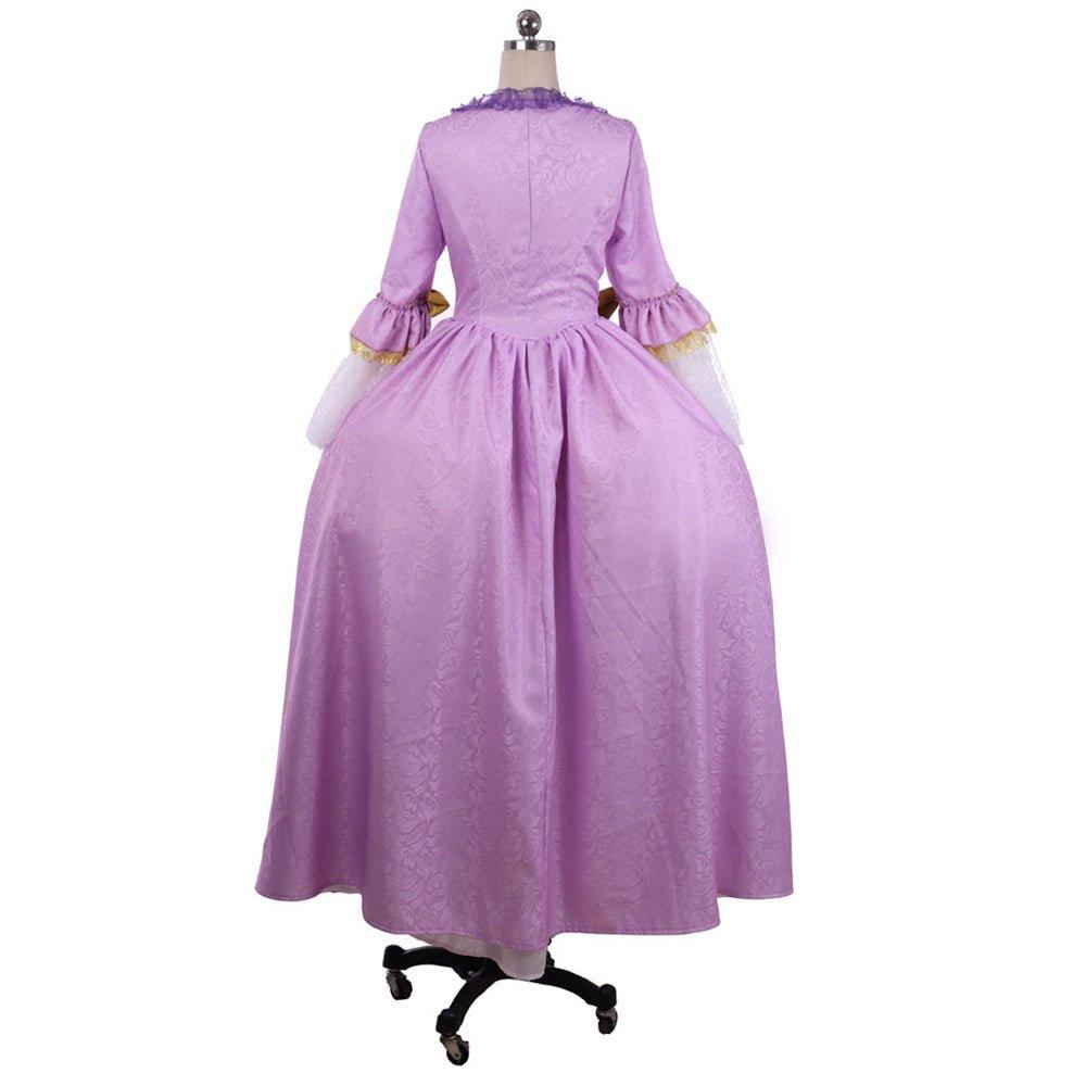 Robe Rococo Violette avec Impression Numérique - L'AniMirage Costume en Taffetas Élégant