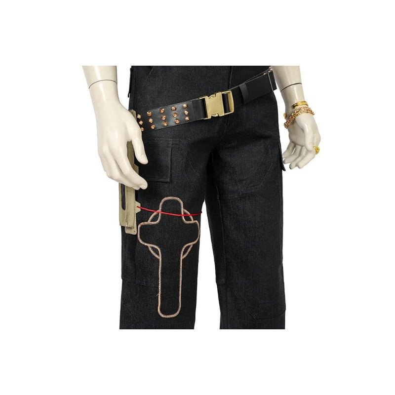 Costume Cosplay Jackie 2077 en Cuir Artificiel Combinaison Noire pour Halloween & Fêtes