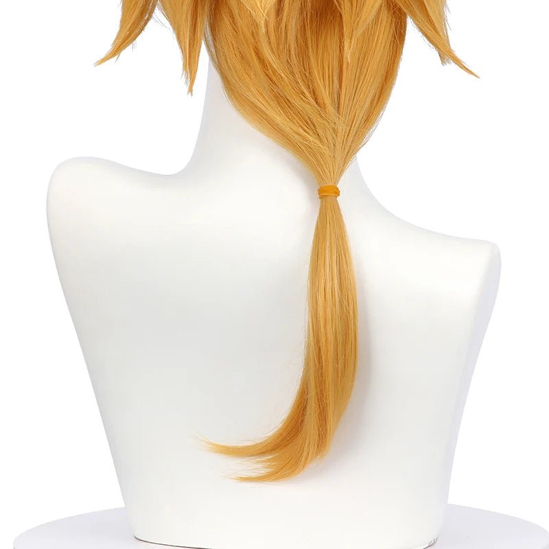Perruque Cosplay Tohma Genshin Impact 55cm Jaune pour Homme Résistante à la Chaleur