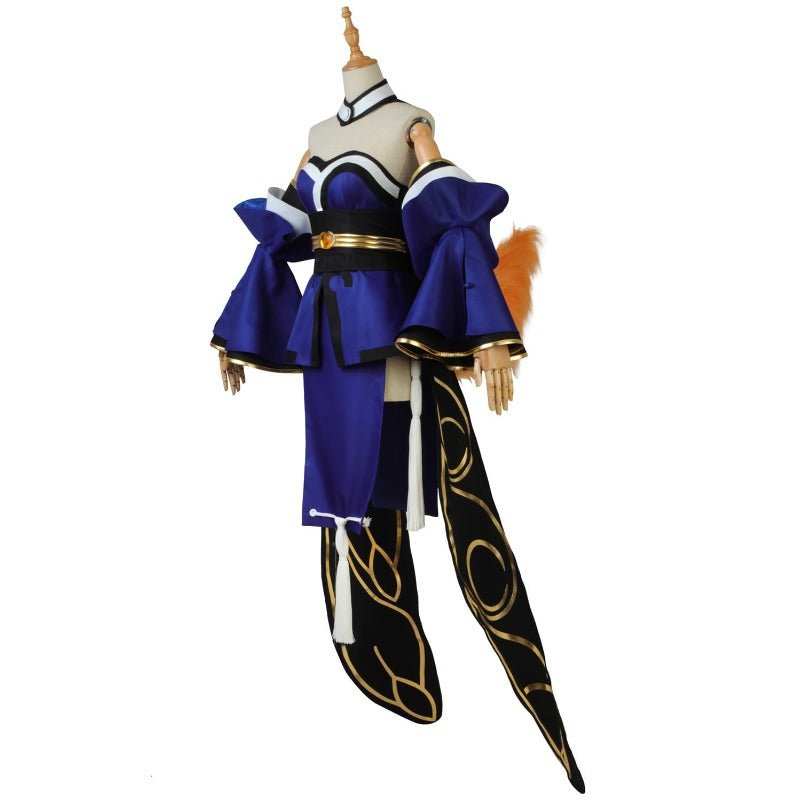 Costume Cosplay Tamamo no Mae - Kimono Bleu et Perruque pour Fans d'Anime