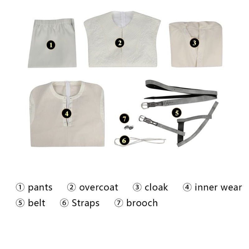 Costume Cosplay Gandalf le Blanc du Seigneur des Anneaux Complet avec Cape et Chaussures