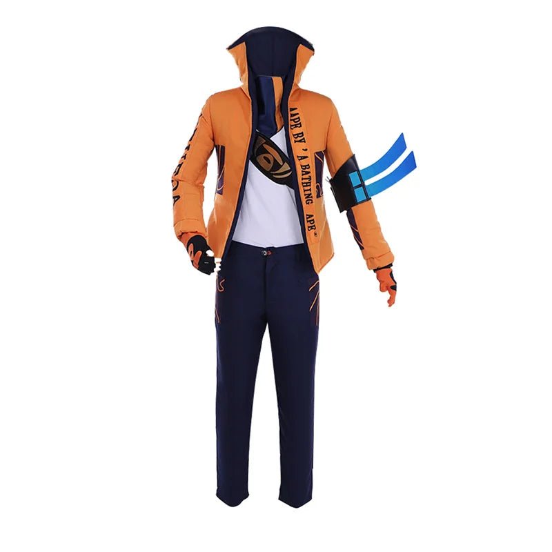 Costume Cosplay Yasuo de League of Legends l'Impardonné Uniforme Orange Top Halloween Carnaval