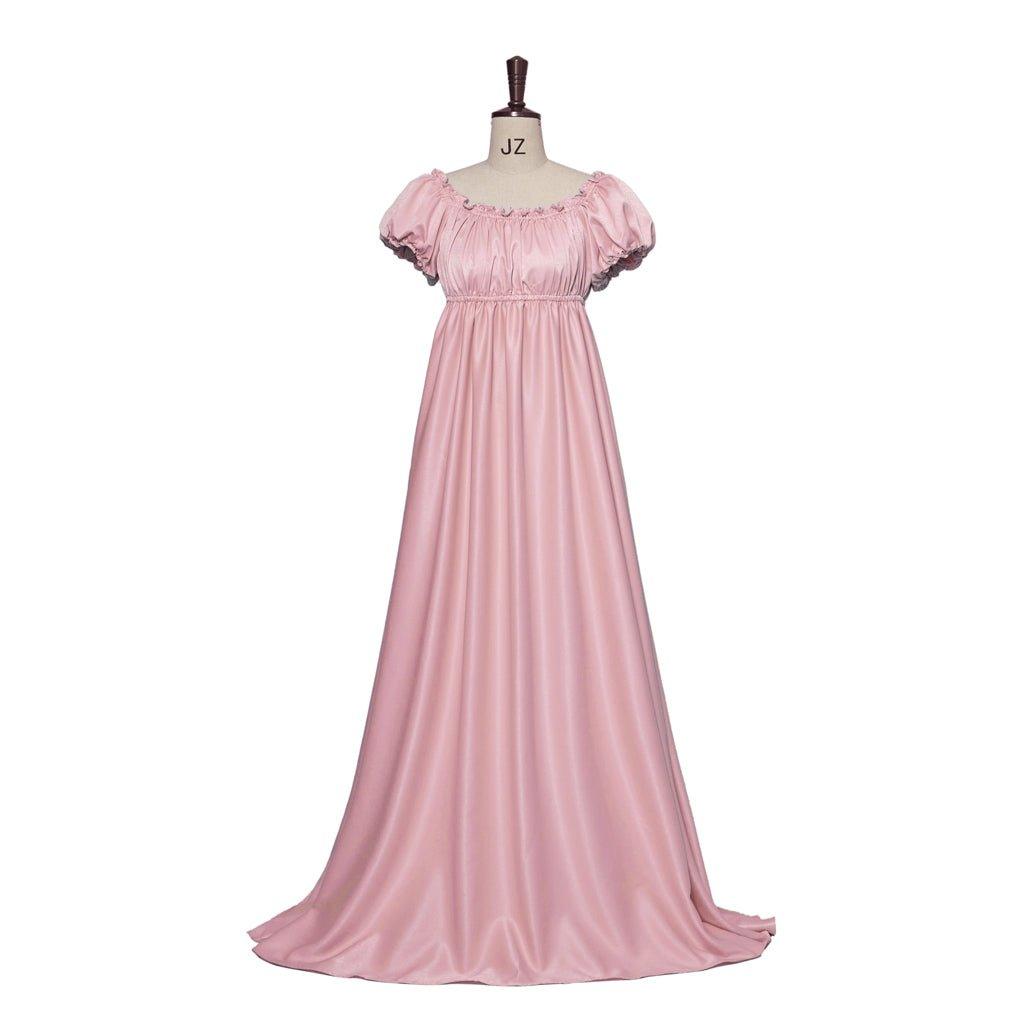 Robe Empire Médiévale Traditionnelle - Costume Bridgerton en Tissu Soieux Rose