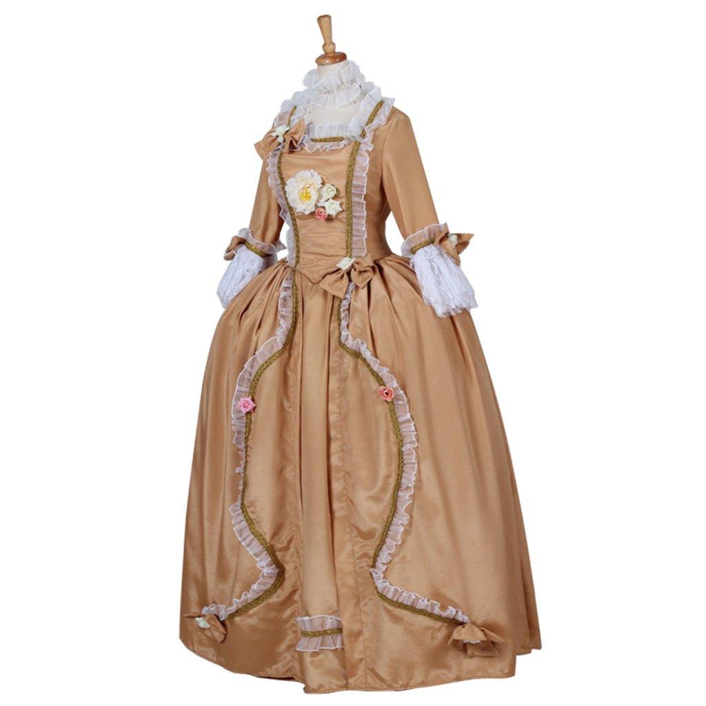 Robe de bal rococo médiévale aristocrate pour femme | Robe victorienne jaune | Costume de princesse de l'époque coloniale